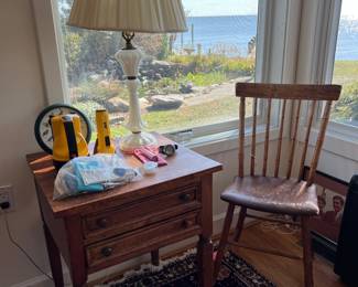 Small Side Table. Milk Glass Lamp, Side Chair & More!!