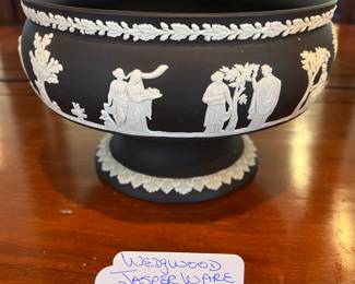 Wedgwood Black Jasperware Footed Bowl (8” x 5”),