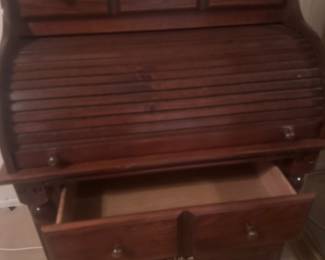 Roll top desk with drawers