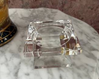 signed lead crystal candle holder