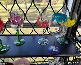 Hand painted wine glasses