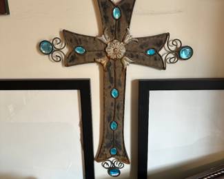 Cross with art glass beads