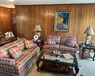 Matching plaid sofas