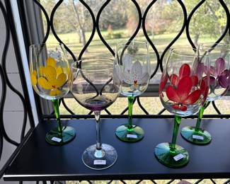 Hand painted wine glasses