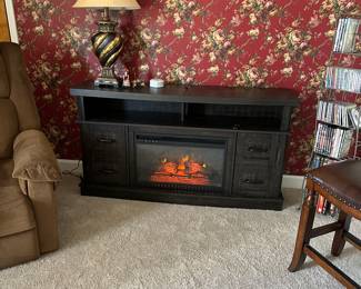 Electric console fireplace credenza