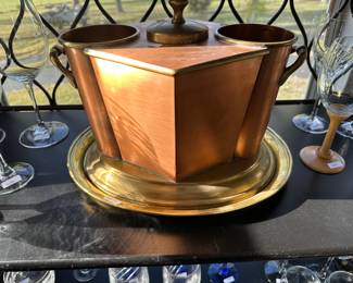 Double copper and brass wine chiller
