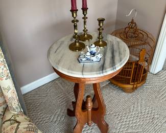 walnut Victorian marble top table
