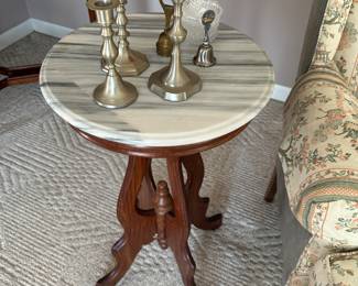 walnut Victorian marble top table