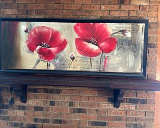 Long narrow red poppy painting