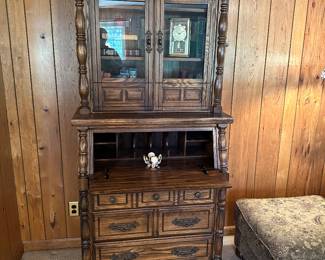 oak secretary, two piece