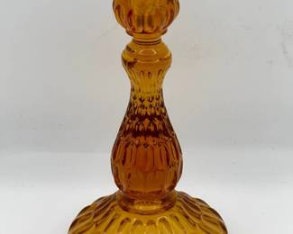 Fenton Thumbprint Colonial Amber Single Light Candlestick

