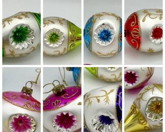 (8) Vintage Glass Christmas Ornaments
