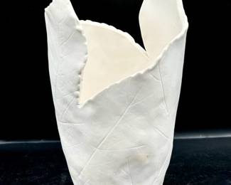 Vintage Ceramic Leaf Vase
