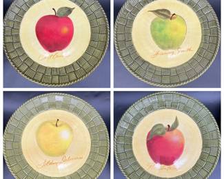 (7) 11” Cracker Barrel Susan Winget Ceramic Apple Blossom Honey Plates w/ Woven-Like Textured Rims
