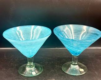 (2) Crate & Barrel Calypso Margarita/Martini Glasses Made in Mexico
