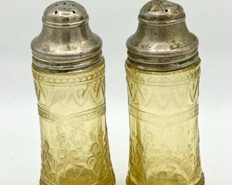 Federal Glass Amber Salt & Pepper Shakers
