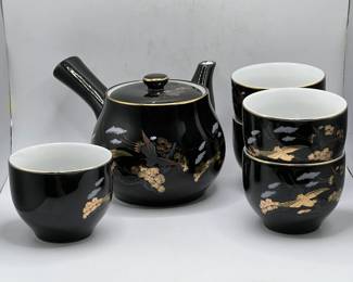 Vintage Hand Painted Teapot & (5) Teacups
