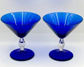 (2) Cobalt Blue By Bryce Wine Glasses
