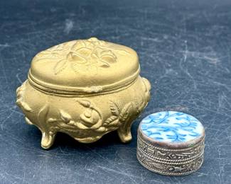 (2) Antique Metal Trinket Boxes
