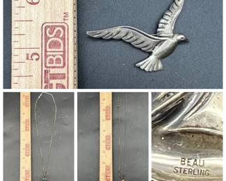 (3) Sterling Silver Jewelry ft. Necklaces & Brooch
