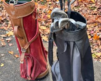 Wooden Drivers With Iron Set And (2) Golf Bags
