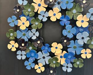 Metal floral door wreath 