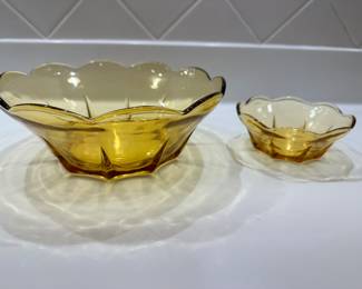 Anchor Hocking amber scalloped bowls