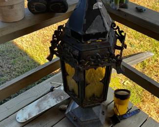 Antique street lamp without post out of New Orleans Louisiana. Very cool… wired for electricity- very heavy