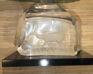 Hand Etched Crystal Deer