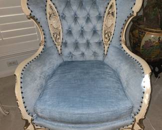 Another French Provincial Arm Chair in Blue Velvet