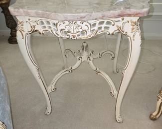 French Provincial Marble Top Side Table