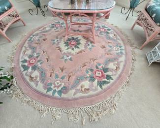 Round Pink Floral Rug