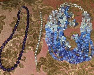 Amythest Necklace and Diamond Tennis Bracelet plus Necklace 