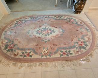 Oval Floral Pink Rug