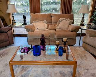 Danish Modern coffee table with Blenko fish and vase