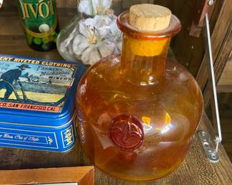 Amber glass liquor bottle