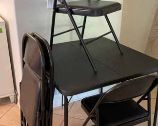 Five Piece Black Folding Card Table and Chair Set