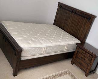 Bed with Mattress and Nightstand