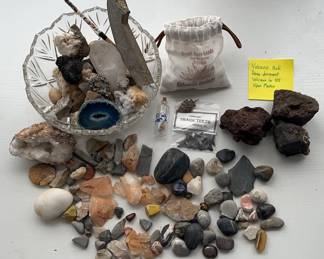 Rock Mineral Collection with Glass Bowl