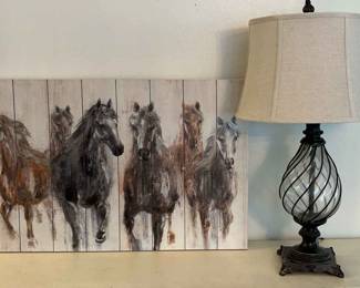 Running Horses Picture With Lamp