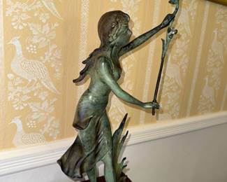 Art Nouveau Bronze lady with bird sold FAMILY 