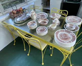 Gorgeous Porch Set Yellow painted Table + chairs, as well as East Winds Brown + White