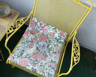 sooo cute Wrought Iron Patio Chairs painted yellow