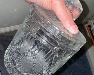Cut Glass Biscuit Jar Covered