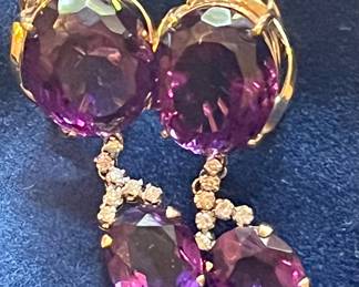 Massive amethyst and diamond earrings