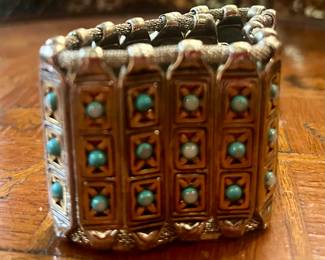 Massive sterling and turquoise bracelet 