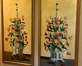 Large hand painted tulipiere panels!