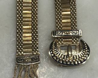 1930s 14k gold and enamel tassel bracelet 