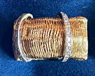 Diamond and gold woven band