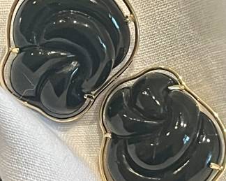 Contemporary carved onyx earrings